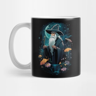 Wizard at Night - Cartoon Style - Fantasy Mug